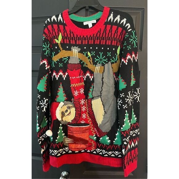 Men's Crewneck Sloth Christmas Sweater - Picture 1 of 3